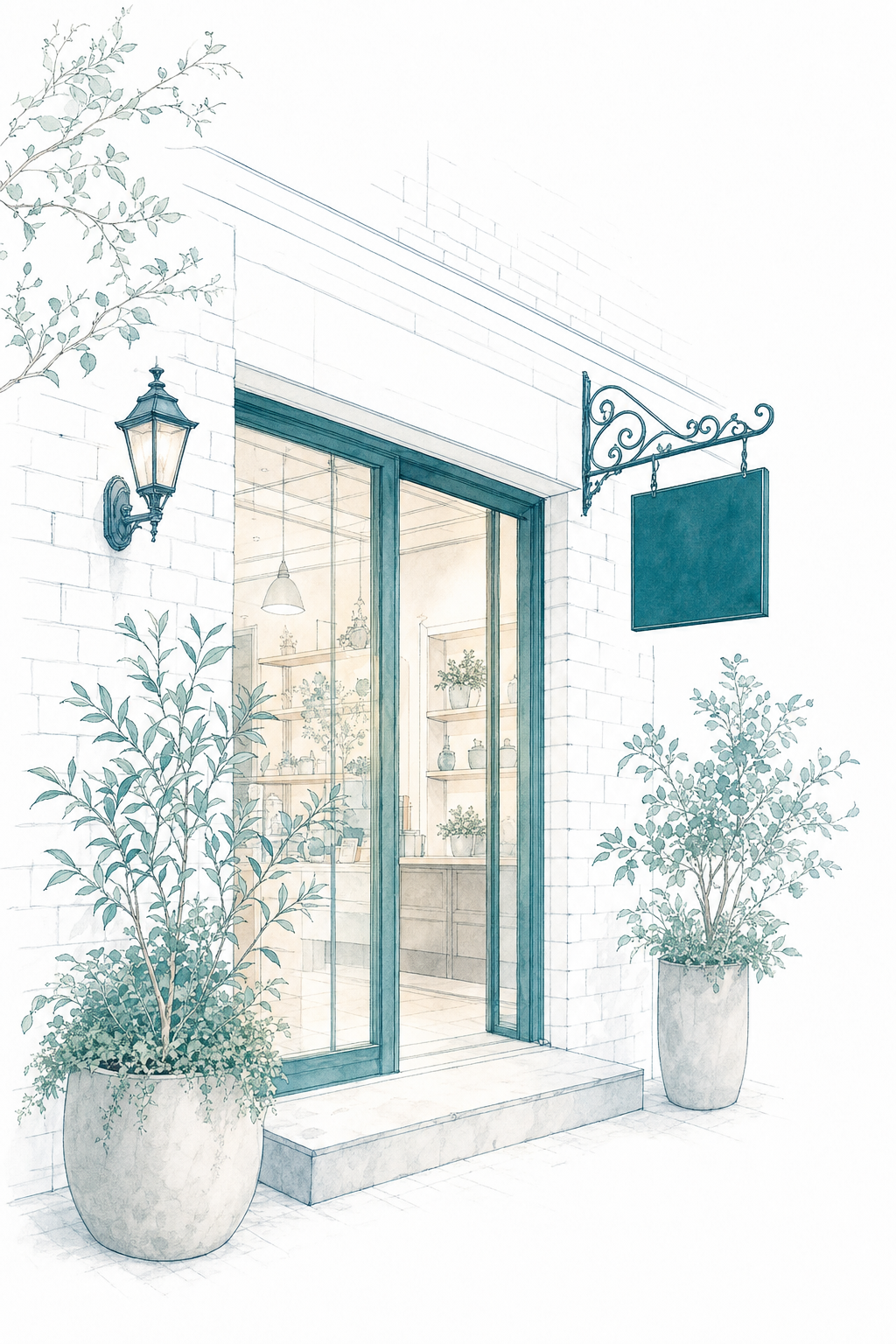 Webリノベの看板を掲げた店構えのイラスト
