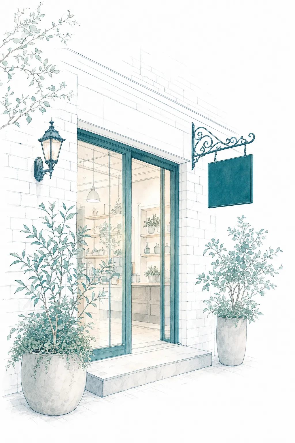 Webリノベーションの看板を掲げた店構えのイラスト
